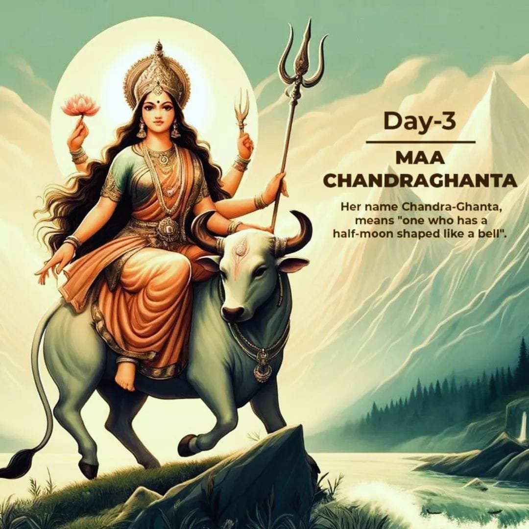 Goddess chandraghanta is worshipped on the third day of navratri.