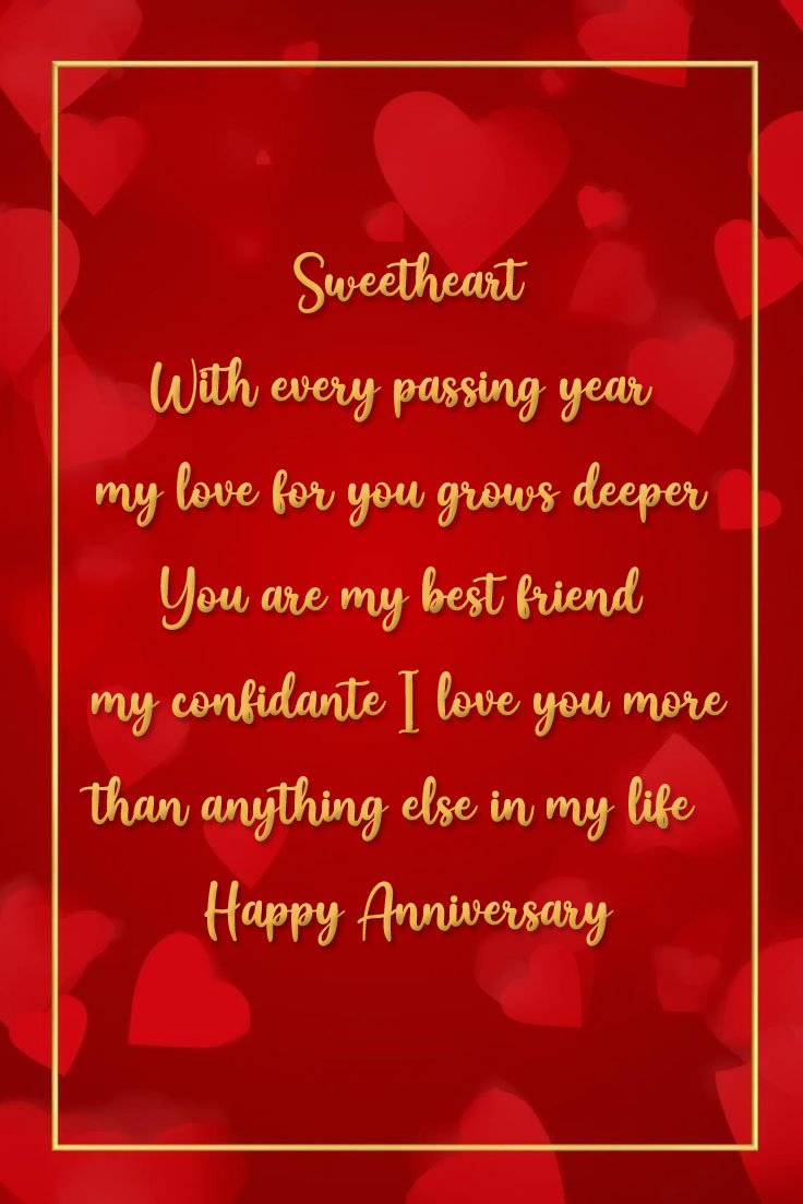 Anniversary note to wife