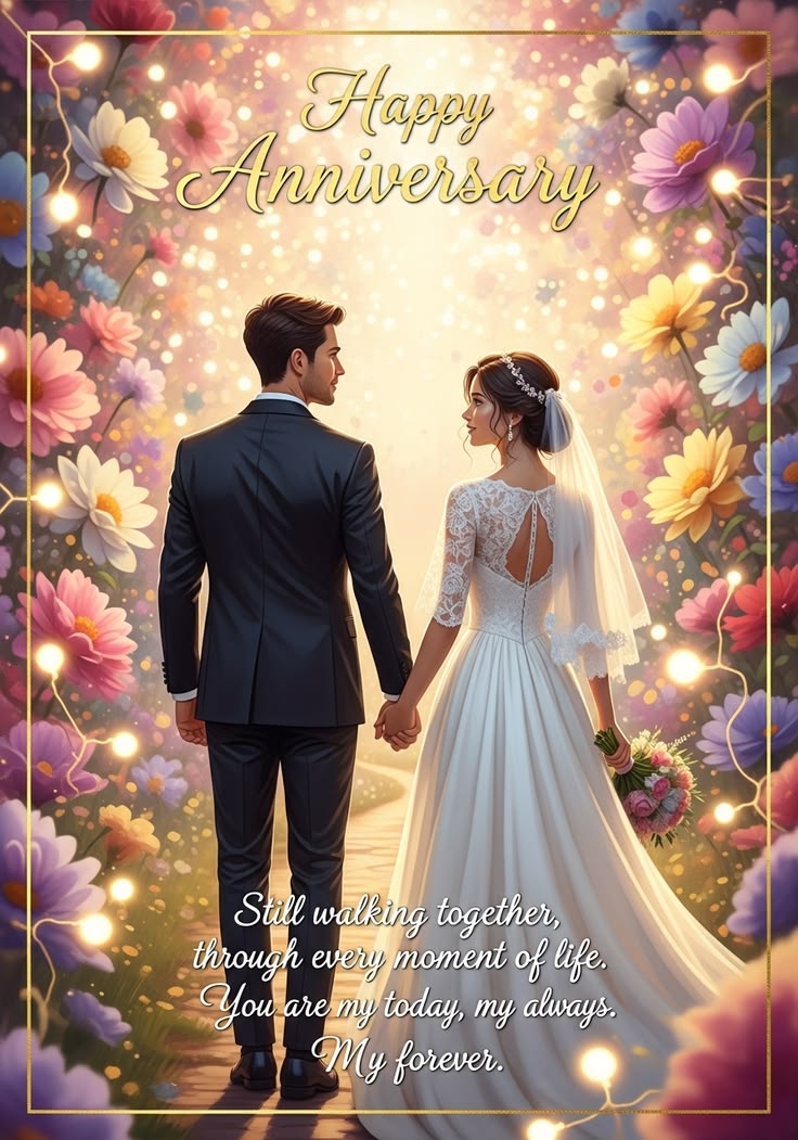 Couple holding hands on anniversary celebration
