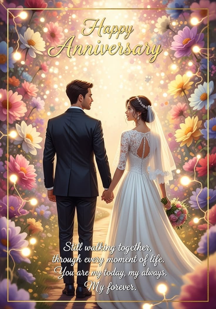 Couple holding hands on anniversary celebration