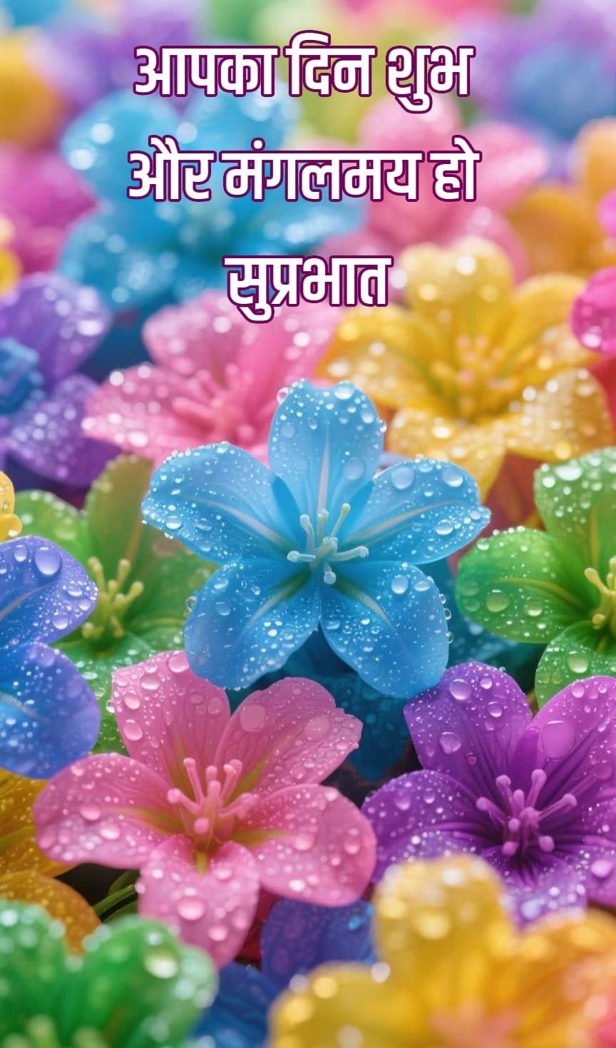 Colourful suprabhat image with flower