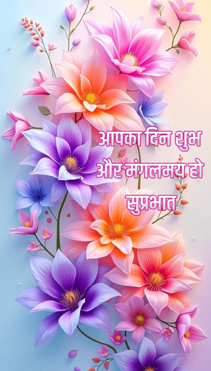 Colourful suprabhat images with flower