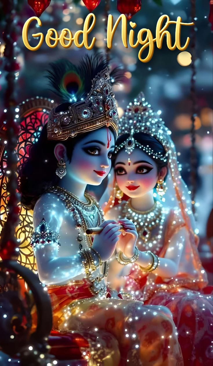 Cute Adhe Krishna Good Night Photo