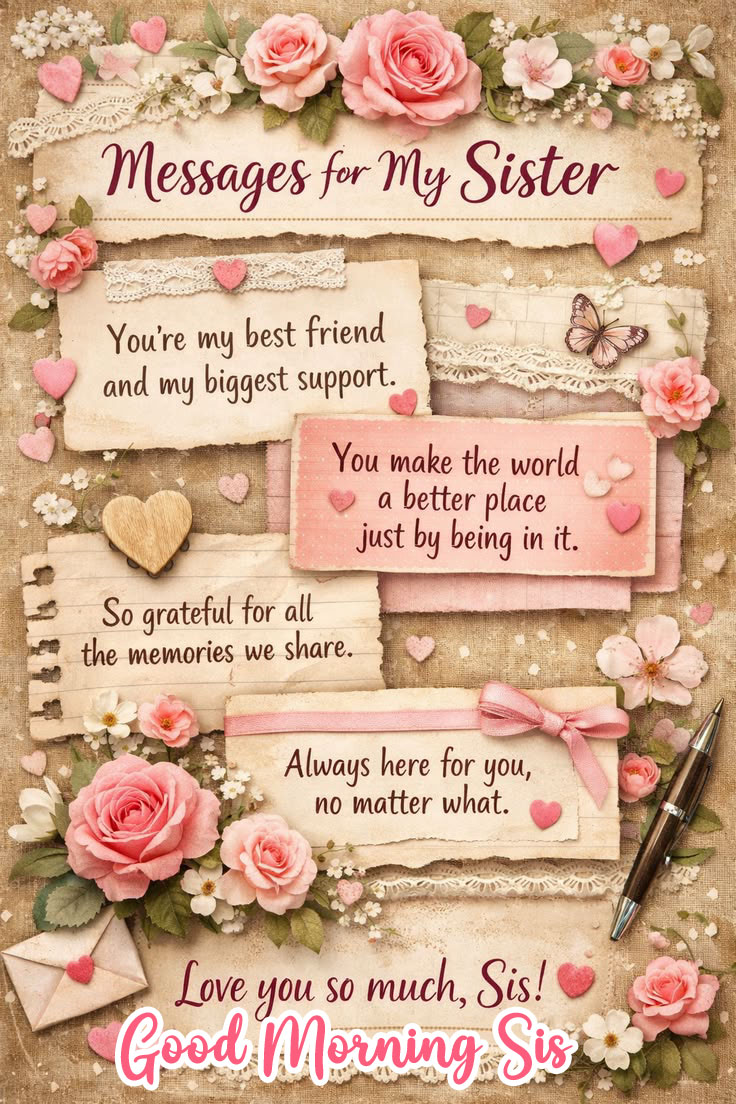 Cute good morning picture messages for sister