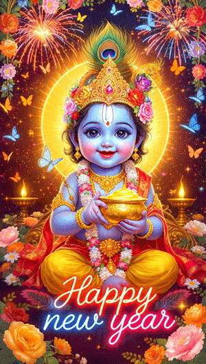 Cute krishna happy new year 2026 gif