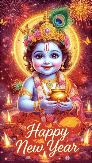 Cute krishna happy new year