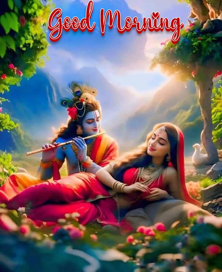 Cute radha krishna good morning images