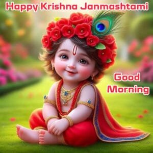 Good morning and happy janmashtami images