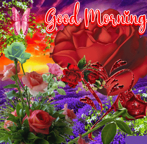 Good Morning Gif With Blooming Roses