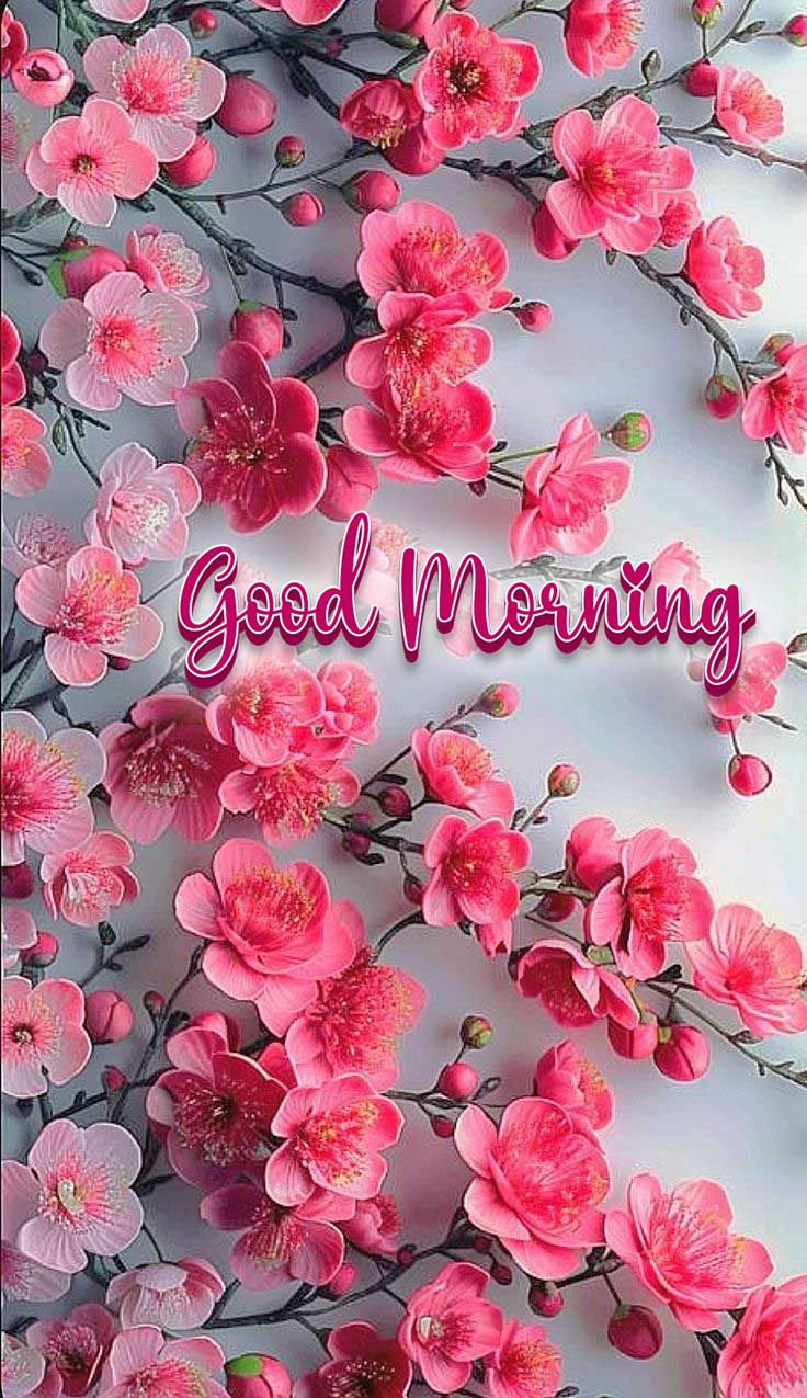 Good morning images with pink flowers for girl