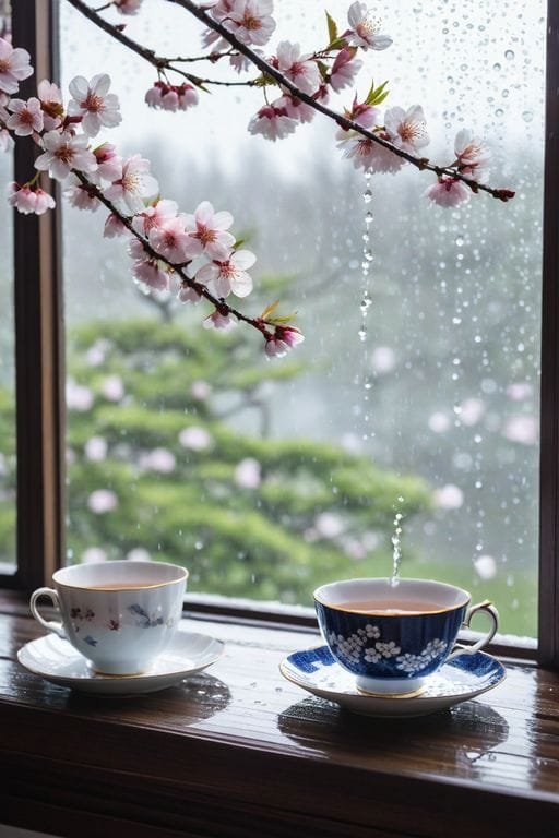 Good morning rainy day coffee imag