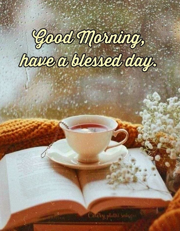 Good morning rainy day coffee images