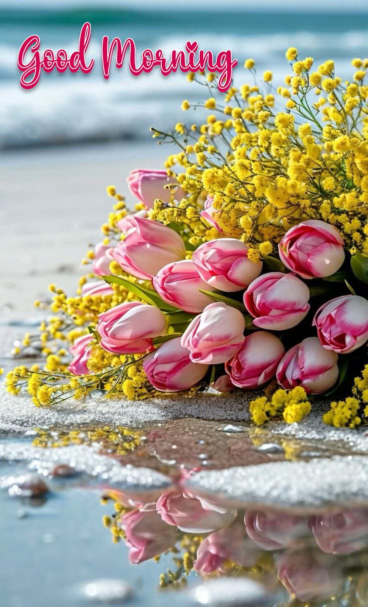 Good morning with beautiful flowers image