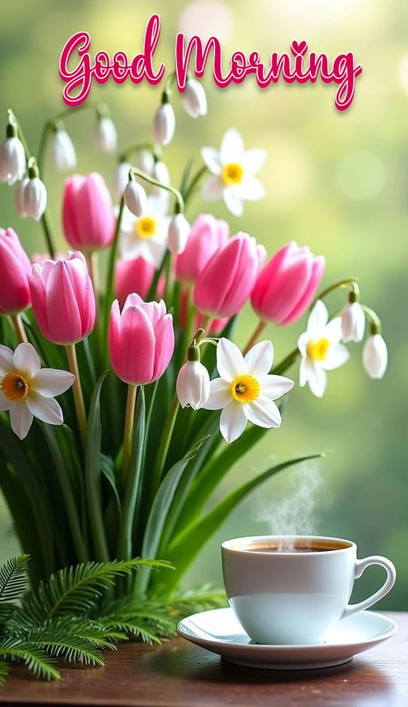 Good morning with beautiful flowers images