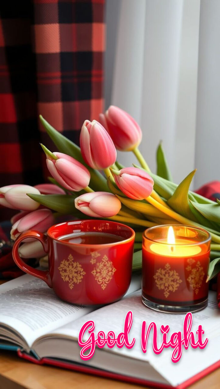 Good night images with flowers