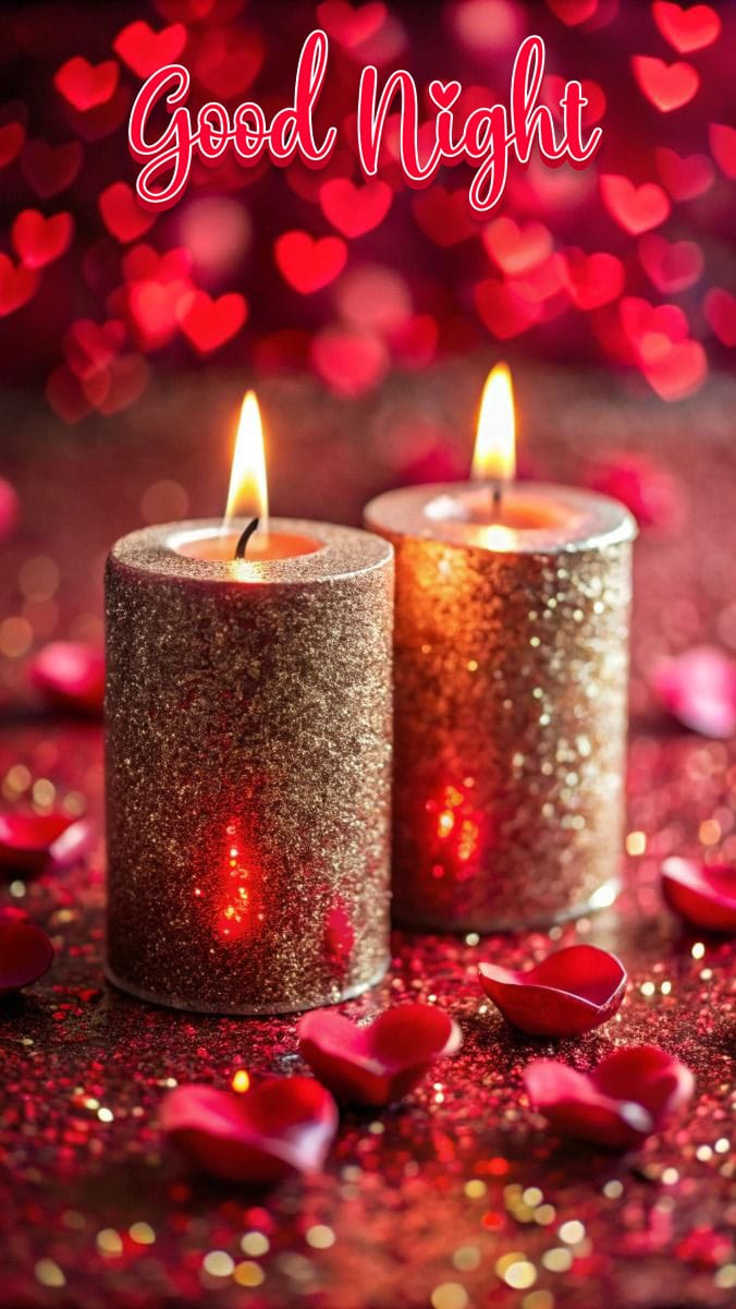 Good night images with flowers and candles