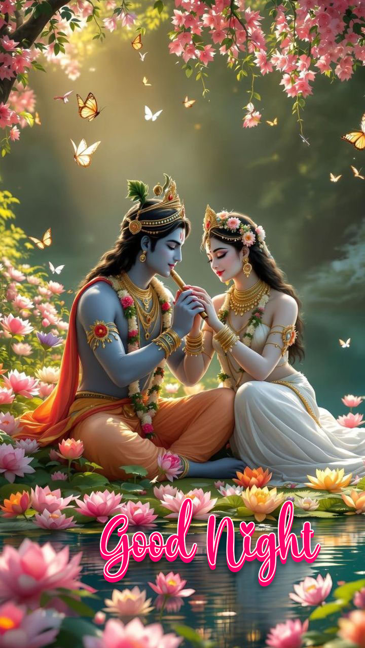 Good night radha krishna romantic images 5