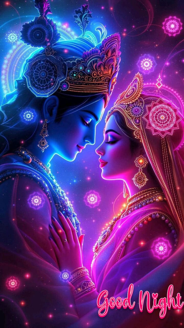 Good night radha krishna romantic image