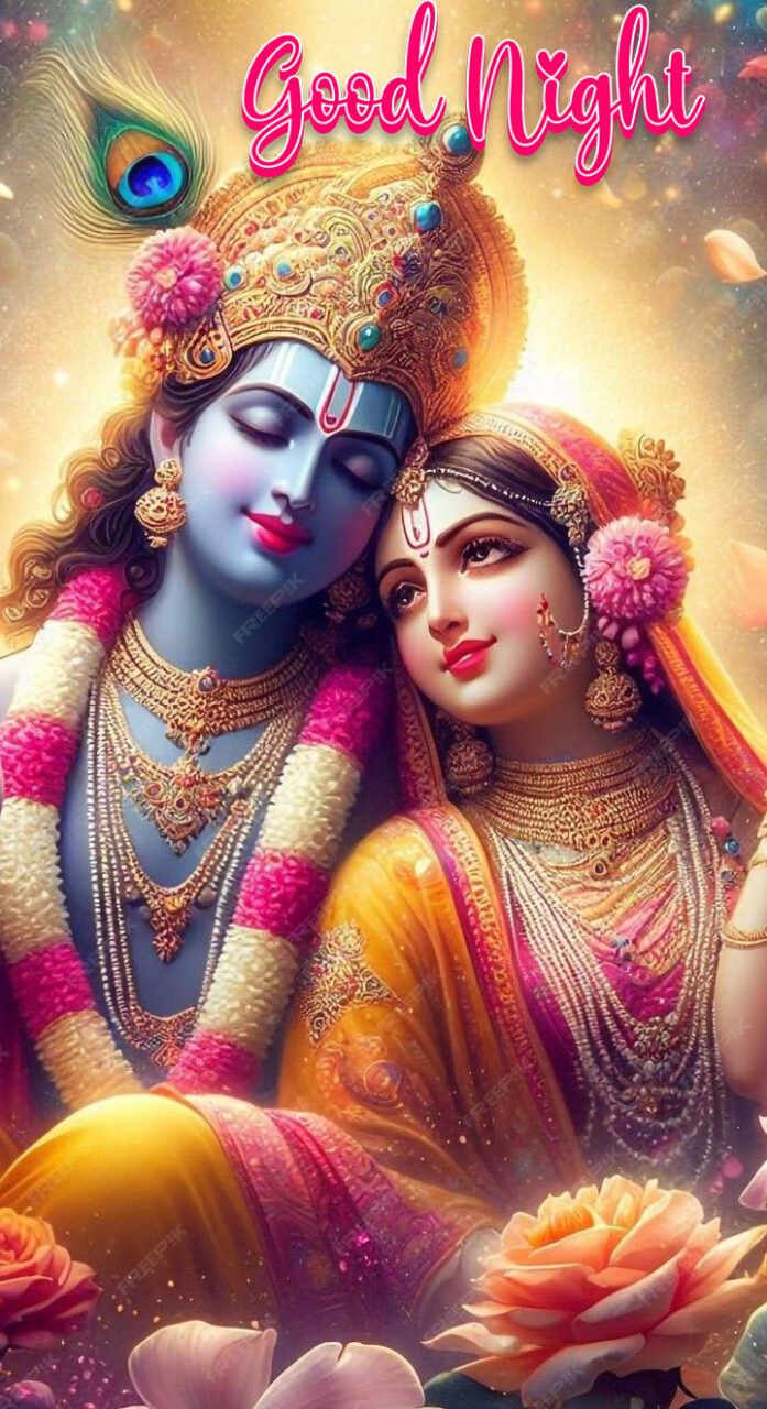 Good night radha krishna romantic images for whatsapp 2
