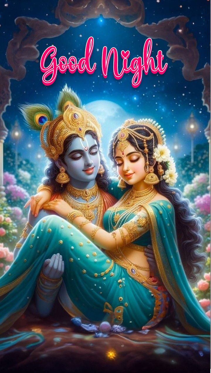 Good night radha krishna romantic images for whatsapp 3