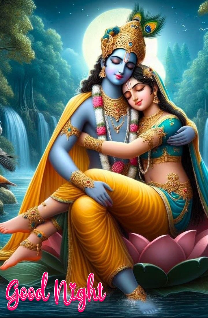 Good night radha krishna romantic images for whatsapp 4