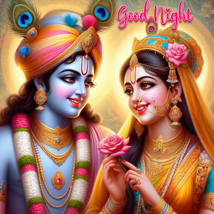Good night radha krishna romantic images for whatsapp