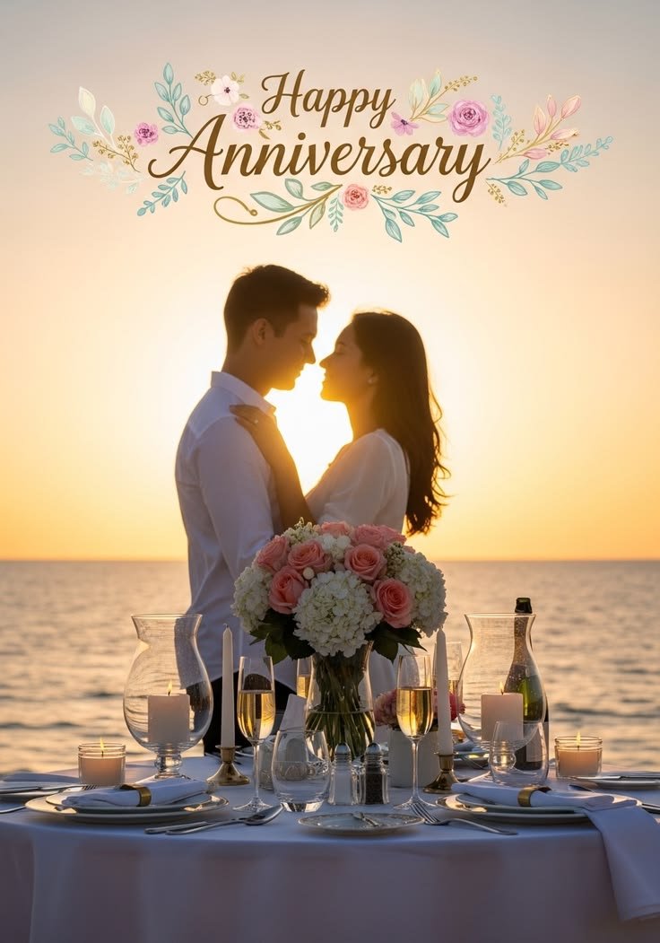 Couple celebrating anniversary with champagne