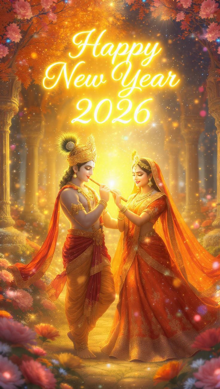 Happy new year radha krishna photo