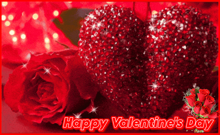Hearts And Roses Happy Valentine's Day Gif