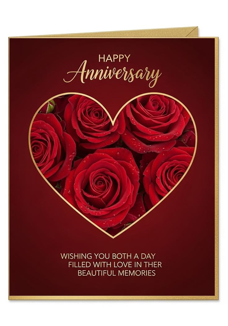Happy anniversary heart with roses design