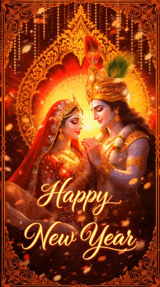 New year wishes with radha krishna gif