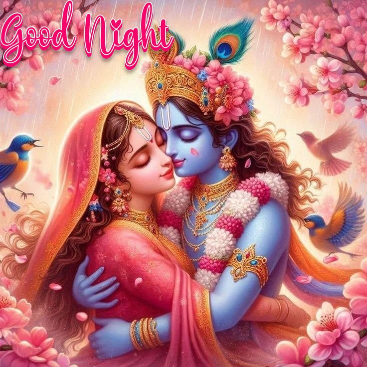Radha krishna romantic good night images