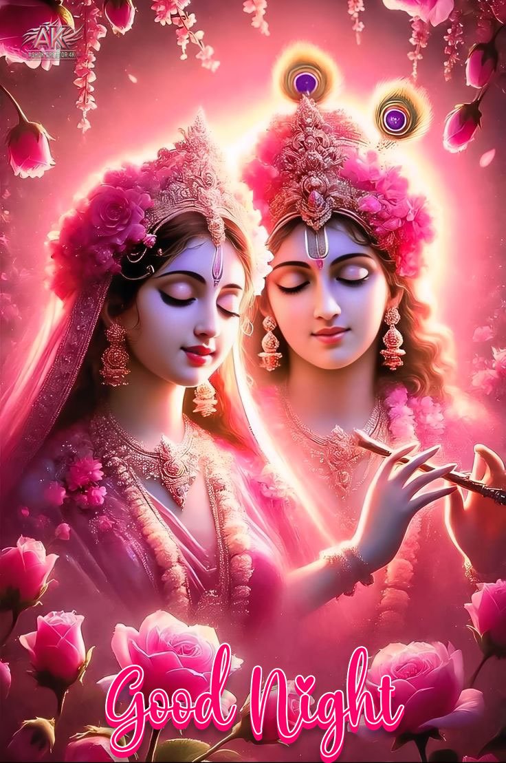 Romantic good night radha krishna love image