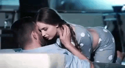 Romantic kissing