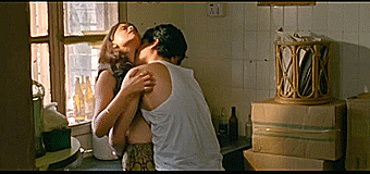 Romantic kissing