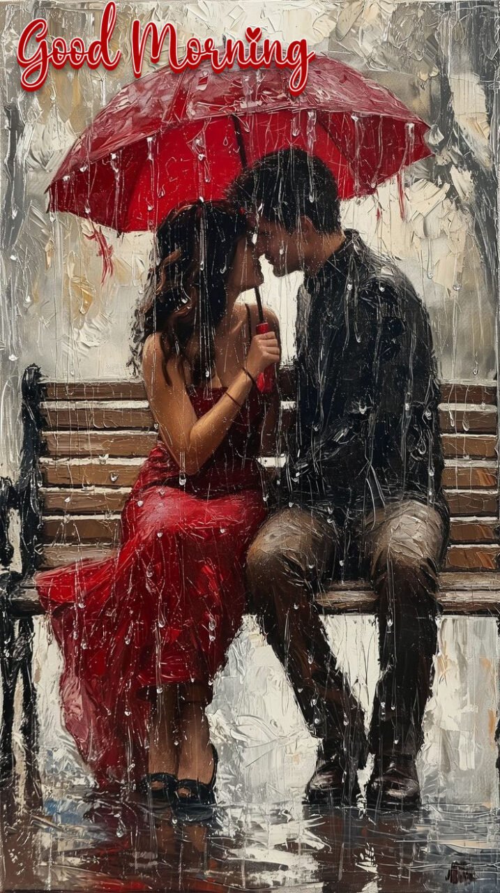 Romantic rainy good morning image