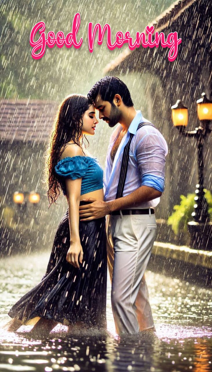 Romantic rainy good morning images for him