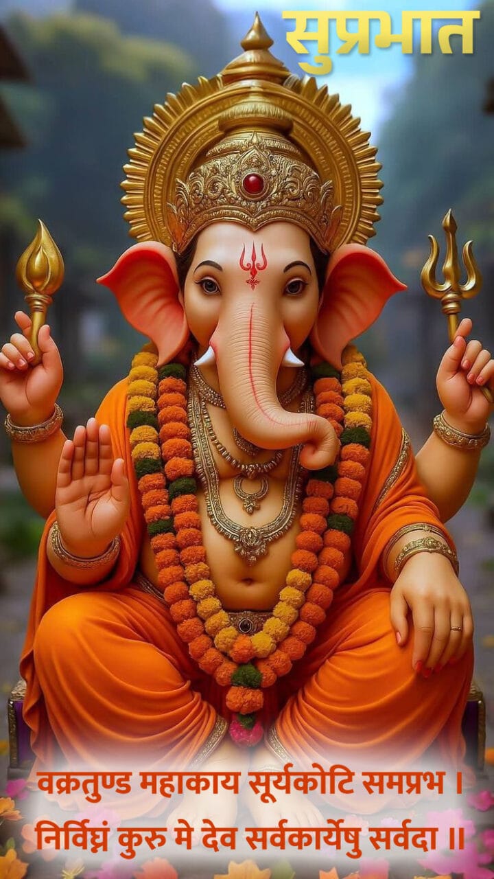 Suprabhat ganesh ji photo with shlokas in hindi