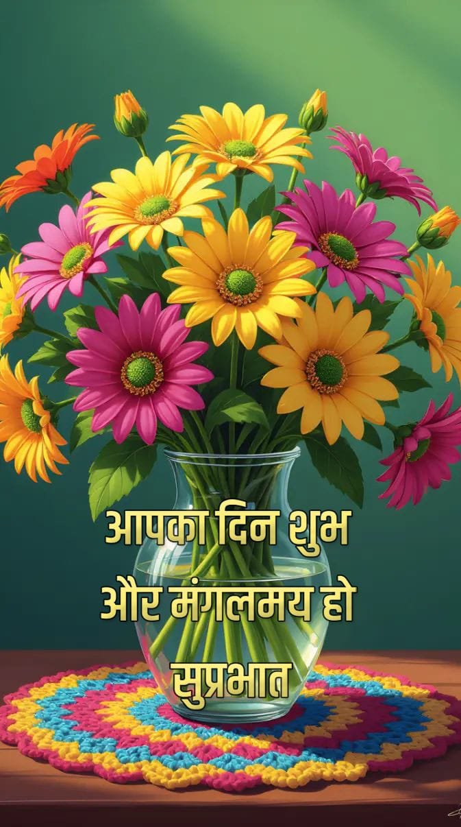 Suprabhat with cute flowers