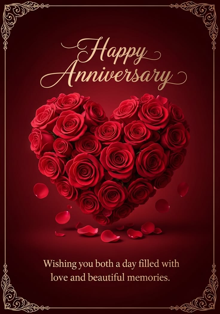Happy anniversary card with roses design